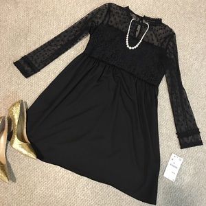 ZARA BLACK LACE COCKTAIL DRESS LONG SLEEVES MEDIUM